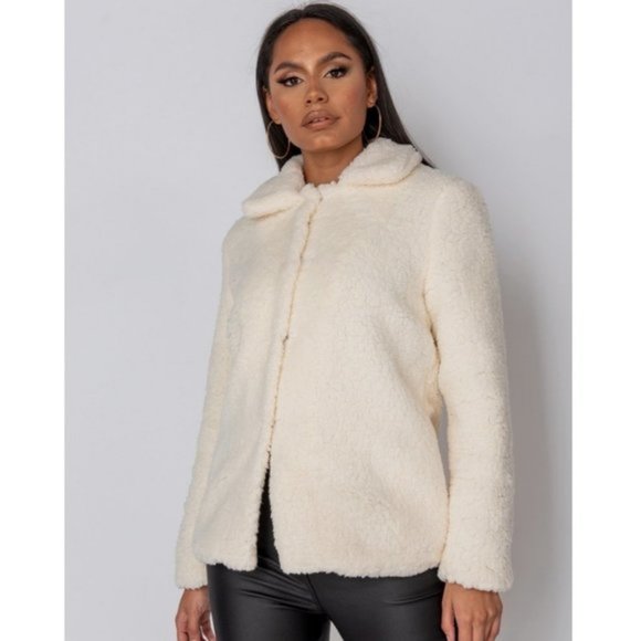 Long Sleeve Collared Teddy Bear Fur Jacket - Picture 5 of 12